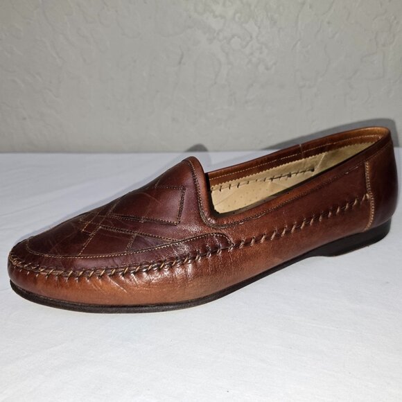 Santoni Brown Leather Slip On Loafers Made In Italy Men's Size 11.5 D - Picture 3 of 9